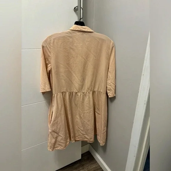 Zara TRF Women’s Peach Beige Button Up Cargo Dress Size Small - Picture 3 of 3
